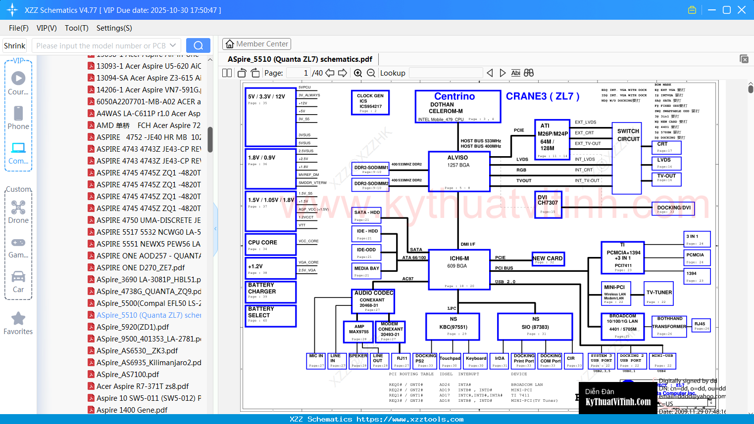 Laptop ACER ASpire_5510 (Quanta ZL7) Schematics
